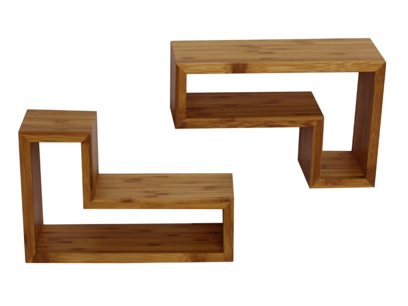Top-tier Geometric Bamboo Stackable Shelf Set